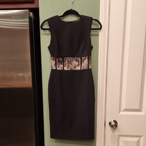 White House Black Market Black Dress with Lace Detail